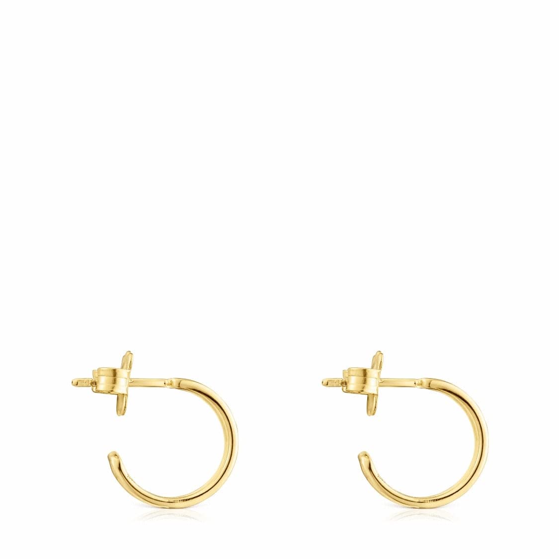 TOUS Pendientes de Aro con Baño de Oro 18Kt sobre Plata para Mujer con Motivo de Oso, con Cierre Criollo de 11 mm de Diámetro, Atemporal y Elegante, Colección Bear Row