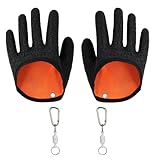 Jaarssho 1 Paar Angelhandschuhe, AngelzubehöR,Angelhandschuhe Raubfisch, Anti-Dorn- und Anti-Biss-wasserdichte, mit 1 Starken Magnethaken, Sicher für Verschiedene SüßWasserfische