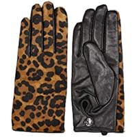 KARL LAGERFELD Guantes de piel con inserciones de caballo estampado leopardo talla M