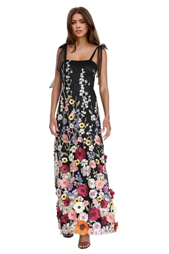 3D Flower Prom Dresses for Women Long Flower Formal Gowns Spaghetti Straps Floral Evening Party Dresses DR0618