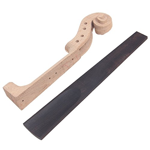 LYWS Hand Carved 4/4 Violin Parts Violin Neck & Fingerboard Unfinished Maple/Ebony (Maple+Ebony)