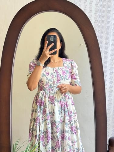 Image of Women's Rayon Printed Anarkali Kurta for Women and Girls, Regular Wear