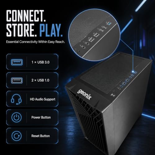 Image of Geonix Hydra Gaming PC Cabinet, 6 Pre-Installed ARGB Fans, Real Tempered Glass Side Panel, Micro-ATX /Mini-ITX Support, ATX PSU Compatible, SSD & HDD Support, USB 3.0, 4 Expansion Slots (Black)