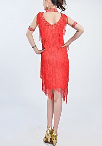 Whitewed V Neck Tassel Beaded 1920S Flapper Great Gatsby Clothing Costumes Dress Red #TOP1