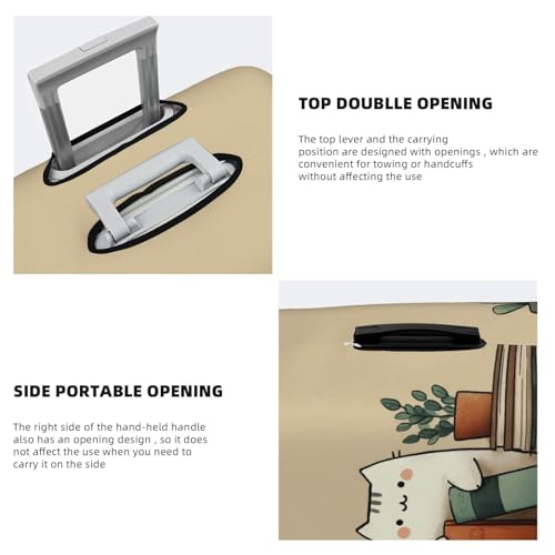 Cat Pushing Books On The Bookshelf Elastic Travel Luggage Covers Dustproof Scratch-Resistant Suitcase Protector Fit 22-24 Inch3