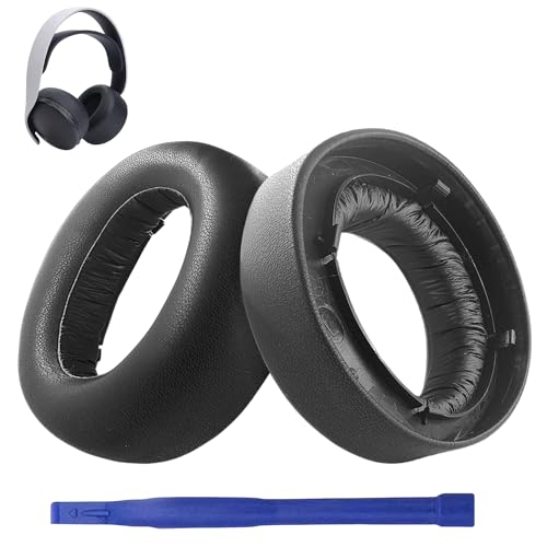 1 Par Almohadillas de Repuesto para Sony PlayStation 5 Pulse PS5 3D Auriculares, Cuero de Proteína Suave, Espuma Transpirable, Aislan el Ruido y Mejoran la Comodidad de Uso (PU-Negra)