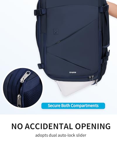 Image of ECOHUB Carry On Travel Backpack, Expandable Airlines Personal Item Bag 18x14x8, Water Resistant 17 inch Laptop Backpack Flight Approved, 12 Pockets 30L Work Backpacks with Wet Pocket Cable Slot, Blue