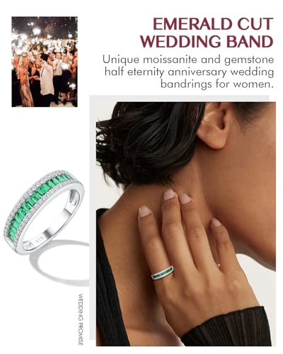 DAYBYDAY Emerald Cut Channel Set Moissanite Wedding Band 925 Sterling Silver 1 Carat Baguette Moissanite Eternity Band Rings for Women Men2