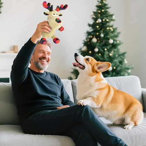Juguete Mordible Navidad para Perros, Forma Reno Suave miniatura 6