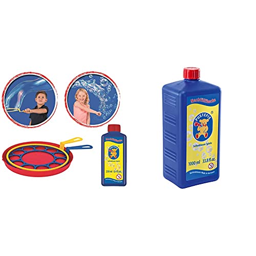 Pustefix 420869580, Juego para Hacer Pompas De Jabón, 250 Ml, Color/Modelo Surtido + Jabón Líquido para Burbujas, Botella Maxi, 1000 Ml (869-725) Cover