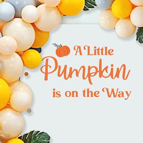 A Little Pumpkin is on The Way Backdrop Decor - Pumpkin Baby Shower Decal Sign, Gender Reveal Girl or Boy Sticker, Fall Baby Shower Party Decor