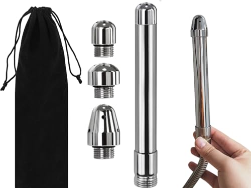 cakefly Juego de ducha con 3 cabezales, kit de ducha para enema de ducha, boquilla de limpieza de 7 agujeros + bolsa de transporte de terciopelo para hombres y mujeres