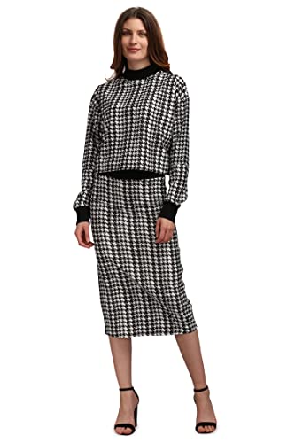 Image of PURVAJA Women's Midi Dress (Maxi-020-Broken Checks-M Black M)