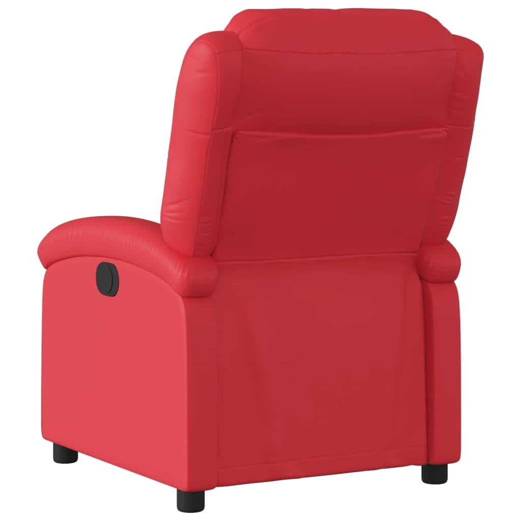Poltrona relax con funzione reclinabile, poltrona TV regolabile fino a 135 gradi, poltrona imbottita in ecopelle con poggiapiedi e tasca laterale, poltrona TV per soggiorno, rosso, 71 x 86,5 x