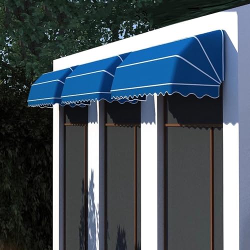 Toldo telescópico impermeable con soporte de aluminio plegable azul para exterior 3