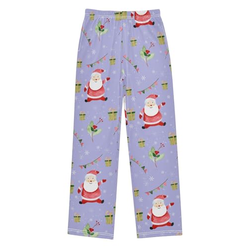 Boys' Pants New Year Christmas Santa Claus Leaf Long Bottoms Jogger Pants Elastic Waist Trousers with Pockets S-XL