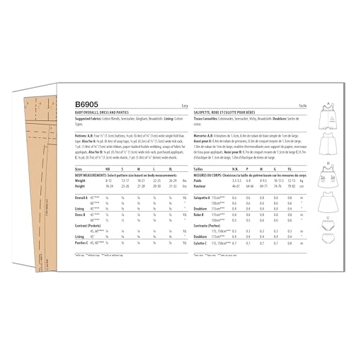 Butterick B6905YA5 robe bébé patron multi-taille ajustable - 4