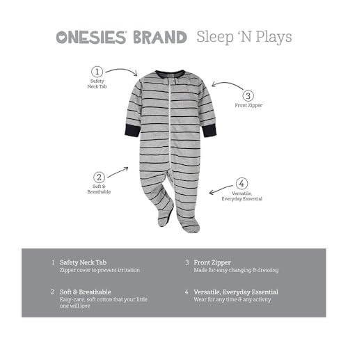 Image of ONESIES Brand Baby Boys Sleepers 4-Pack Footies and Toddler Set