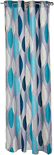 Coton d'Interieur – Cortina con ojales, Algodón, Azul, 240 x 140 cm