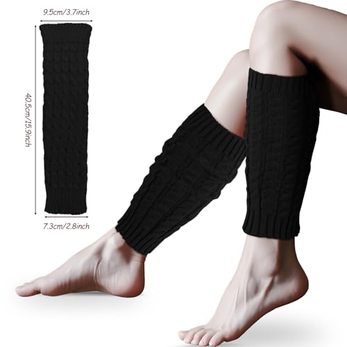 Image of 2 Pairs Leg Warmers for Women Winter Fashion Cable Knit Warm Leg Warmer Accessories for Party Sports Yoga