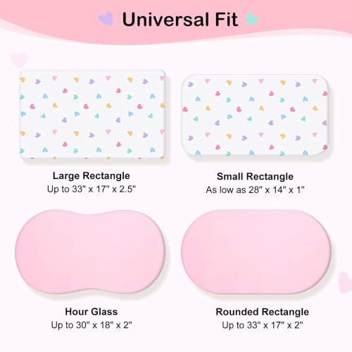 Image of FIOBEE Baby Bassinet Sheets for Girls Boys 2 Pack Waterproof Bassinet Mattress Elastic Fitted Crib Sheets Universal Fit for Hourglass Oval and Rectangle Bassinet Sheet, White & Pink