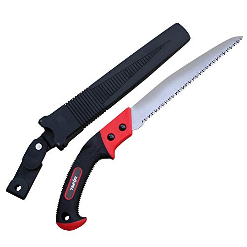 TABOR TOOLS Pruning Saw with Sheath, 10 Inch Hand Saw with Straight Blade