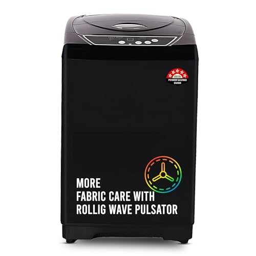 Power Guard 8 Kg Fully Automatic Top Load Washing Machine 5 Star with Oceanus Wave Drum, Fuzzy Logic Control (PG80WMFATL-01, Express Wash, Air Dry, Soft Close Lid, Black)