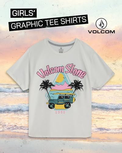 Image of Volcom Girls Shirts - Casual Crewneck Short Sleeve Graphic Tee Trendy Tops - Breathable Girls Summer Clothes