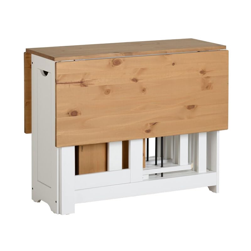 Buyqualia Set de Mesa Plegable con Tapa Color safir y Patas Blancas + 4 sillas Plegables – con alas abatibles y Espacio de almacenaje para Las sillas - 115x95x76 cm
