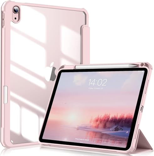 iPad 11世代/10世代 ケース iPad（A16）11インチ 2025/10.9インチ 2022通用 A2696 A2757 A2777 ペン収納 耐衝撃 三つ折り シリコン スマートカバー（ライトピンク）