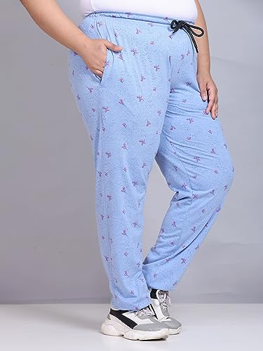 Image of CUPID Women's Plus Size Cotton Printed Pajamas, Nightwear, Lounge Wear, Walk Wear Lowers, Regular Fit Track Pants for Ladies M to 7XL