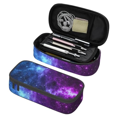 Image of Blue Galaxy Star Purple Space Pencil Case Organizer Big Capacity Pencil Pouch Stationery With Zipper School Supplies Pencil Bag For Girls Boys Office, j56tsd