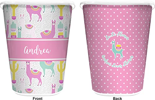 RNK Shops Personalized Llamas Waste Basket - Double Sided (White)