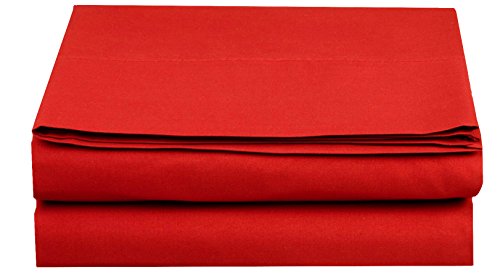 Luxury Flat Sheet on Amazon Elegant Comfort Wrinkle-Free 1500 Premier Hotel Quality 1-Piece Flat Sheet, California King Size, Red