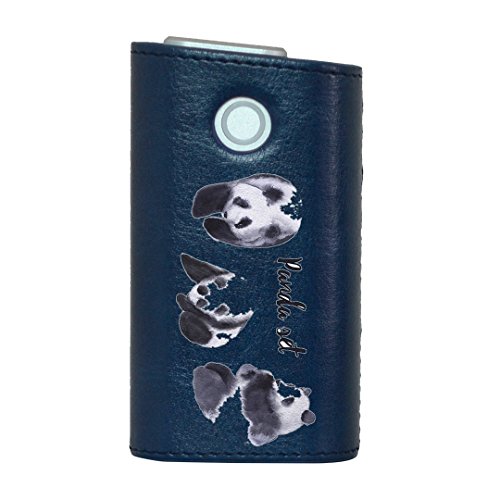 glo グロー グロウ 専用 レザーケース レザーカバー タバコ ケース カバー 合皮 ハードケース カバー 収納 デザイン 革 皮 BLUE ブルー パンダ 動物 かわいい 014786
