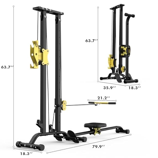 Multi-Functional Cable Station LAT Pull Down Machine Low Row Cable & Rowing Machine Workout Combo for Home Gym