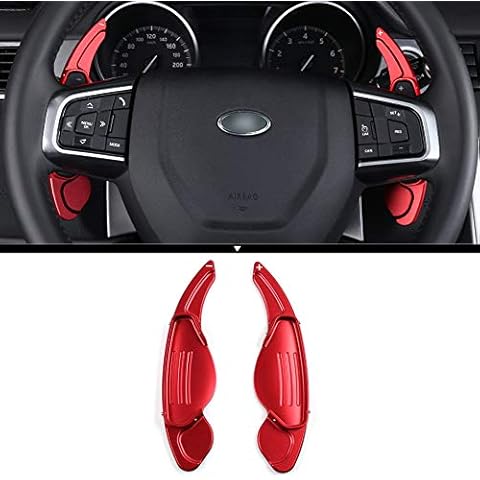 Luocky 2Pcs Red Aluminum Paddle Shifter Car Steering Wheel Paddle Shifter Extension Cover for Jaguar F-Pace E-Pace XE XF XJ/for Land Rover Evoque, Discovery Range Rover Sport Accessories Trim (Red) Cover