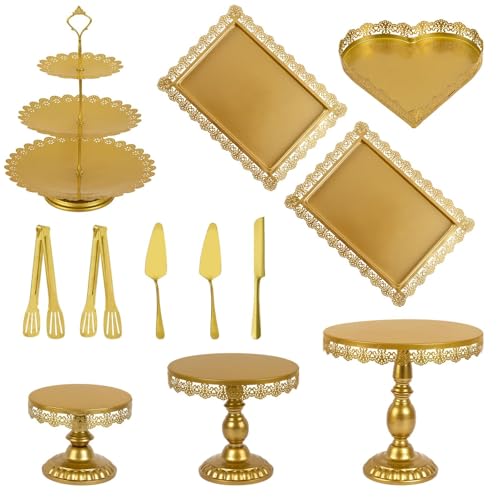 Jaevorite 12 Set of Gold Cake Stand, Metal Gold Cupcake Stand and...