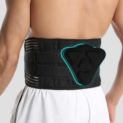 Verstellbarer Rückenstützgürtel, Lendenwirbelstütze mit 7 Metallstützen, Bequeme Rückenbandage für Herren und Damen mit Abnehmbarem 3D Lendenpolster zur unteren Rücken für Arbeit und Sports, 2XL