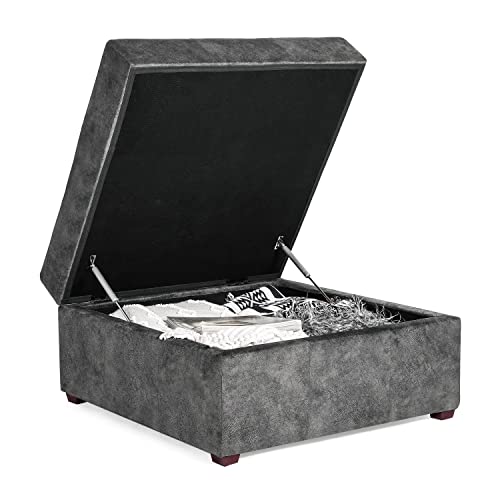 Homebeez KX0040-3 Fabric Button Tufted Storage Ottoman Bench, Square Coffee Table Footstool Footrest thumb #3