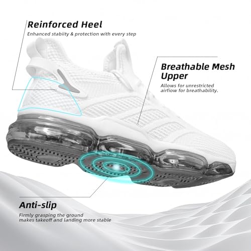 Image of Luogoks Men's Air Cushion Running Shoes Breathable Tennis Basketball Sneakers Non Slip Workout Casual Sport Shoes Gym Training Comfortable Fashion Shoes