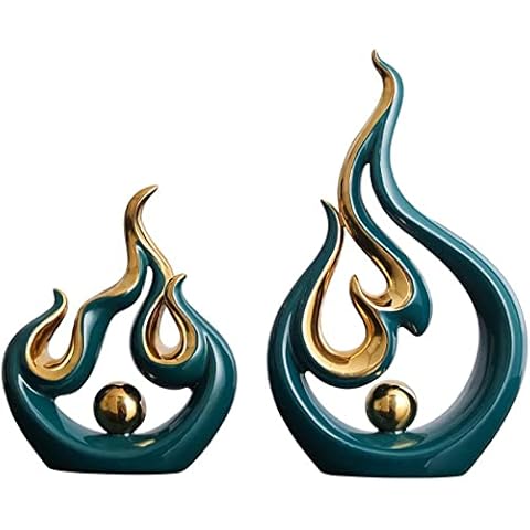 LGYKUMEG Home Decor Modern Abstract Art Sculpture Decorative Ceramic Decoration for Living Room Apartment Office Window Sill Bedroom Table Decoration Gift Statues And Sculptures,Green,2pcs Cover