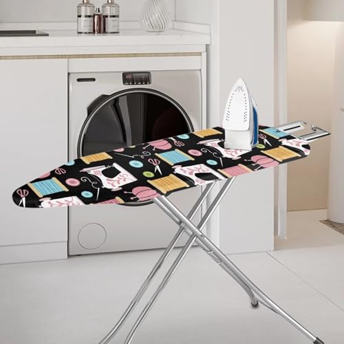 Image of Sewing Machine Patterns Ironing Board Cover Premium Polyester, Fits Full Size Board | Stain and Scorch Resistant; Elastic Edge | Laundry Accessories