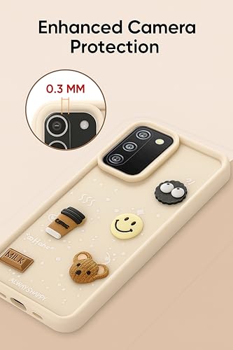 Image of COLORflow Back Cover Compatible with Redmi Note 14 Pro 5G / Poco X7 5G | Cute Fun Cartoon 3D Ball Coffee Silicone Case (White) | Designer Camera and Body Protected Back Cover