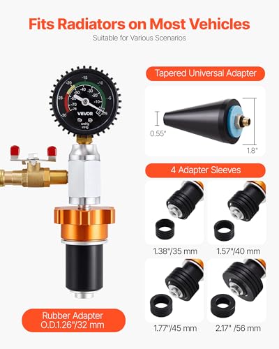 Image of VEVOR Radiator Vacuum Refill Kit, Automotives Cooling System Vacuum & Purge Fill Tool with Gauge, Portable Radiator Coolant Filling Kit with Toolbox, Universal Fit for Most Cars Vans SUVs and Trucks