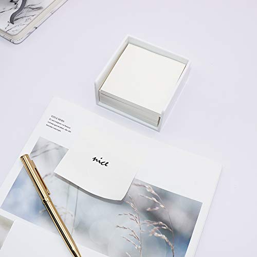 Simple Memo Holder White Self Stick Notes Cube Dispenser Case PS Notepad Cards Holder Case 3x3 Inch for Office Home School Desk Organizers (White)