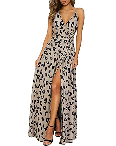 Image of Newshows Women's 2026 Lightweight Summer Wedding Guest Beach Vacation Casual V Neck Split Flowy Maxi Dress