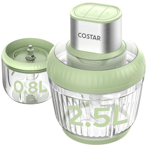Image of COSTAR 400 Watts Electric Chopper for Kitchen Use, Vegetable Chopper with 2.5L & 0.8L Glass Bowls, Dual Blades Combo for Vegetables, Meat, Onion, Spices, Advanced Safe Technology