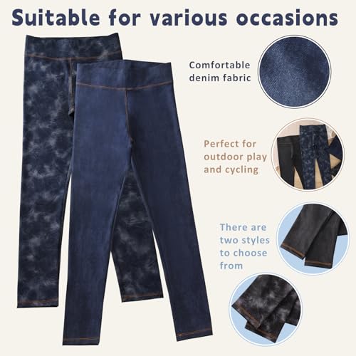 4 Pack Girls Jeggings Girls Imitation Denim Print Leggings Girl's Stretchy Pants Kids High Waist Slim Pants3