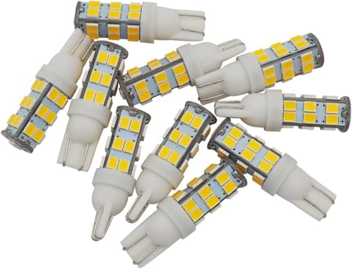 GRV T10 C921 25-2835SMD Wedge LED Bulb Super Bright DC12V 3000K Warm White,Interior Light Bulbs for RV,Ship light,BoatDisplay,Landscape Lighting,Pack of 10